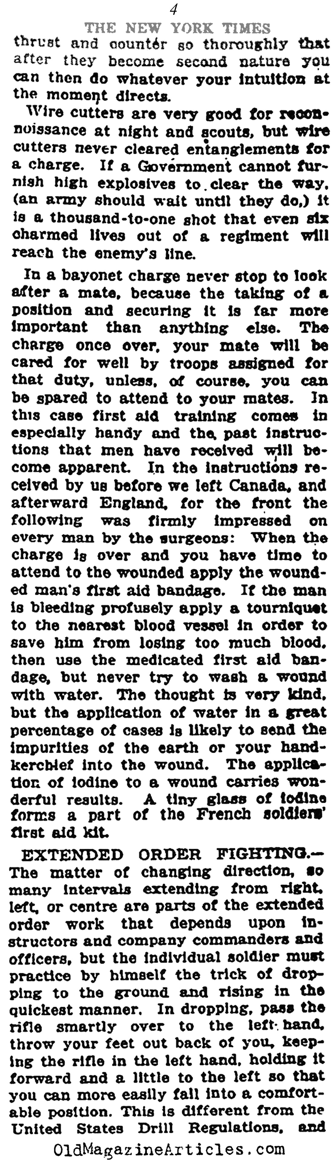 Trench Warfare Tips from a Veteran (NY Times, 1916)